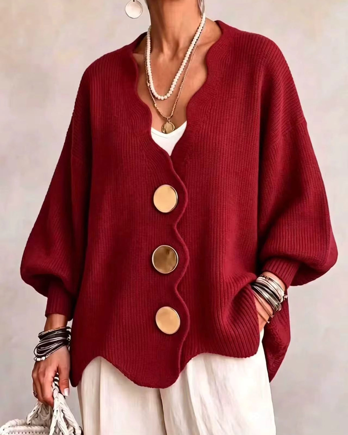 Ginevra | Cardigan con Bottoni Dorati