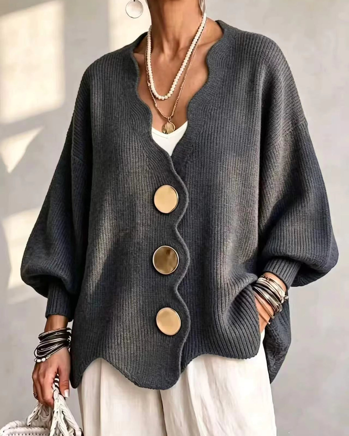 Ginevra | Cardigan con Bottoni Dorati