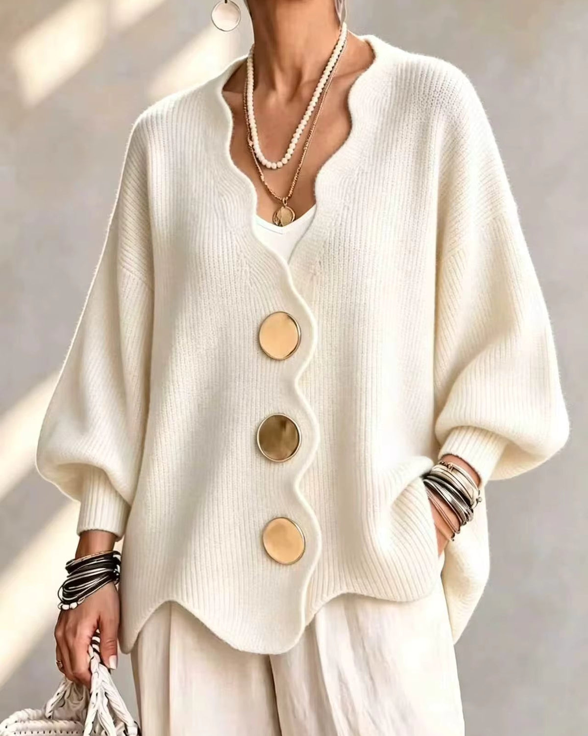 Ginevra | Cardigan con Bottoni Dorati