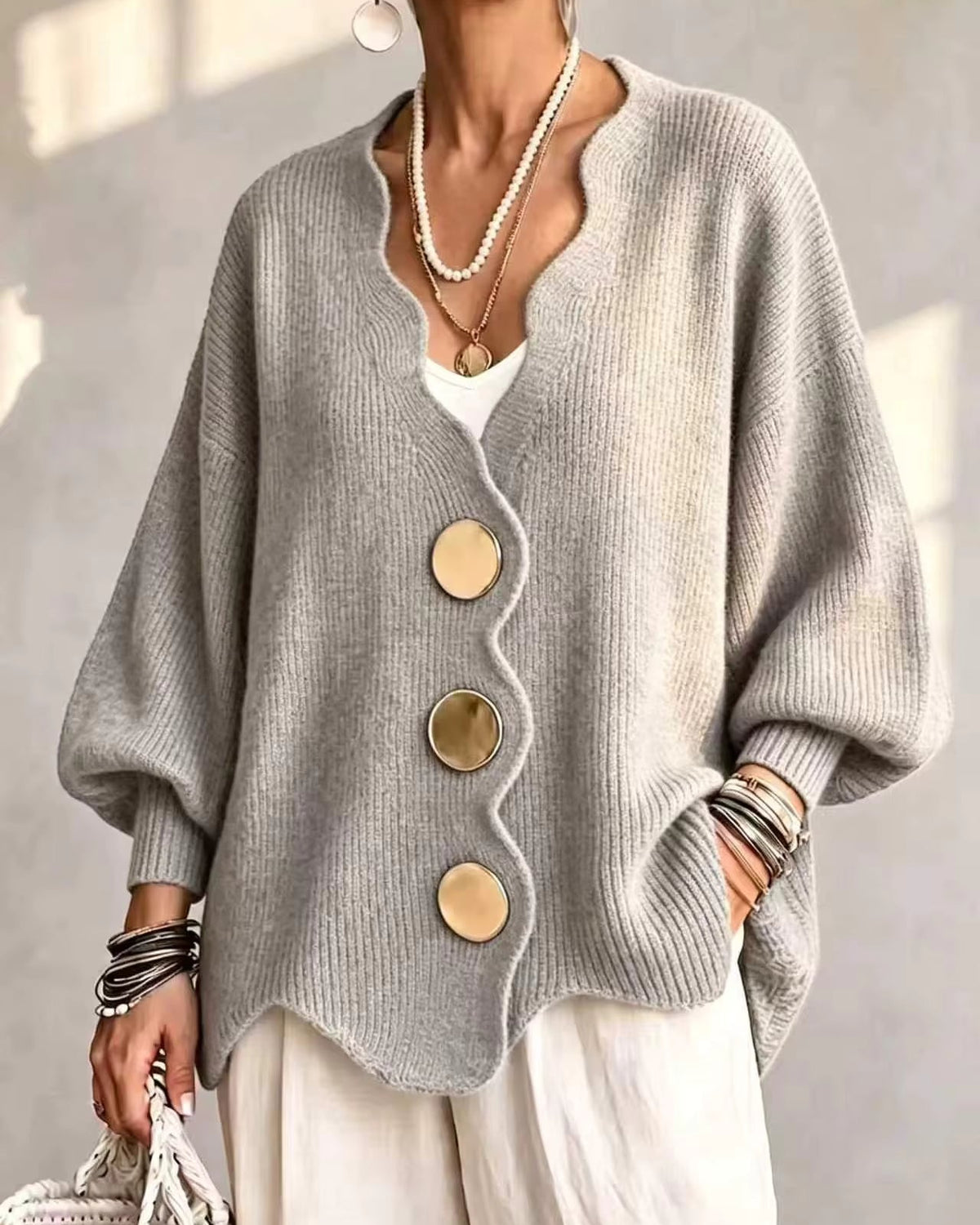 Ginevra | Cardigan con Bottoni Dorati