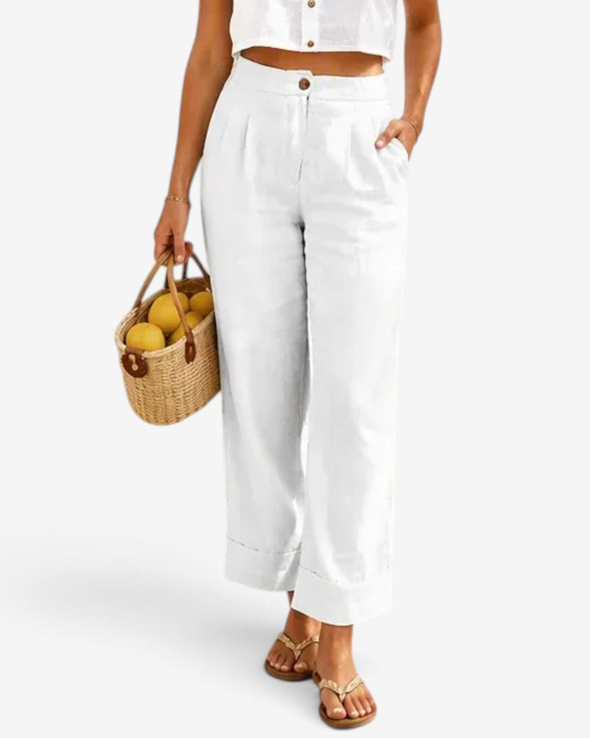 Cefira | Pantaloni Cropped in Lino