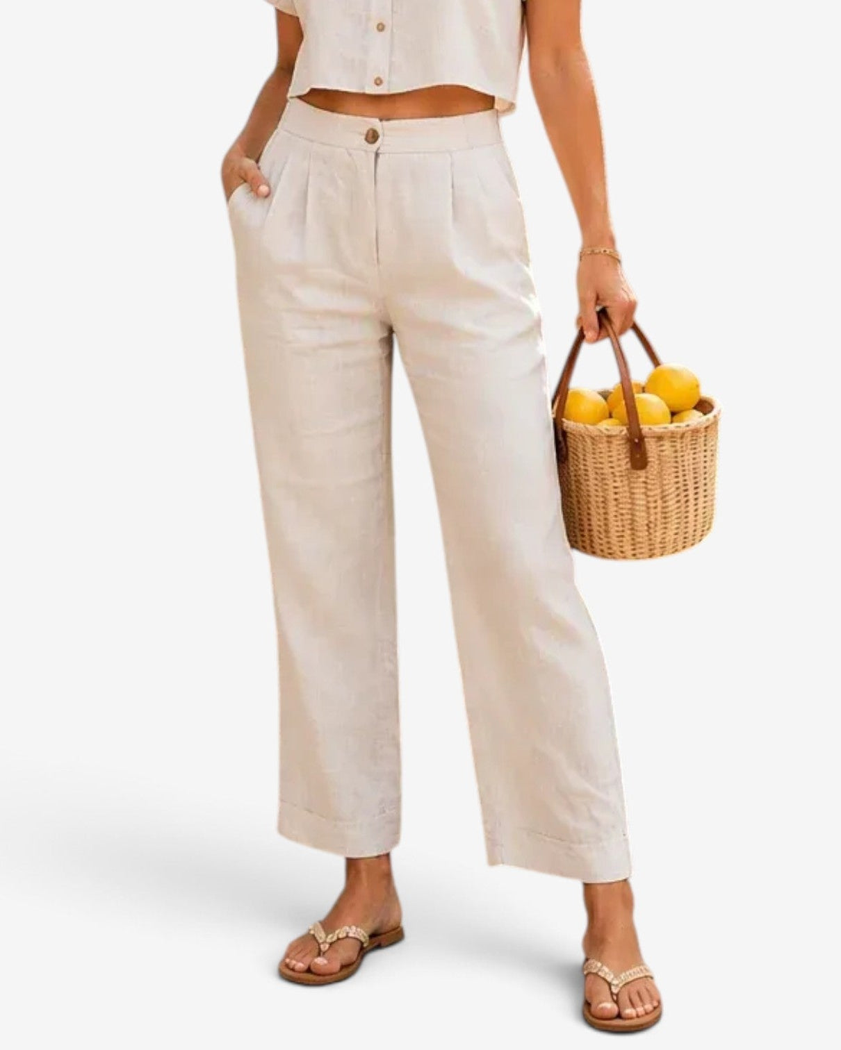 Cefira | Pantaloni Cropped in Lino